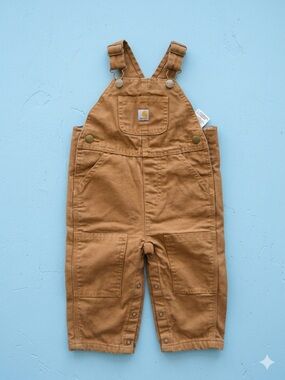 Carhartt Kids Tan Canvas Overalls with Chest Pocket